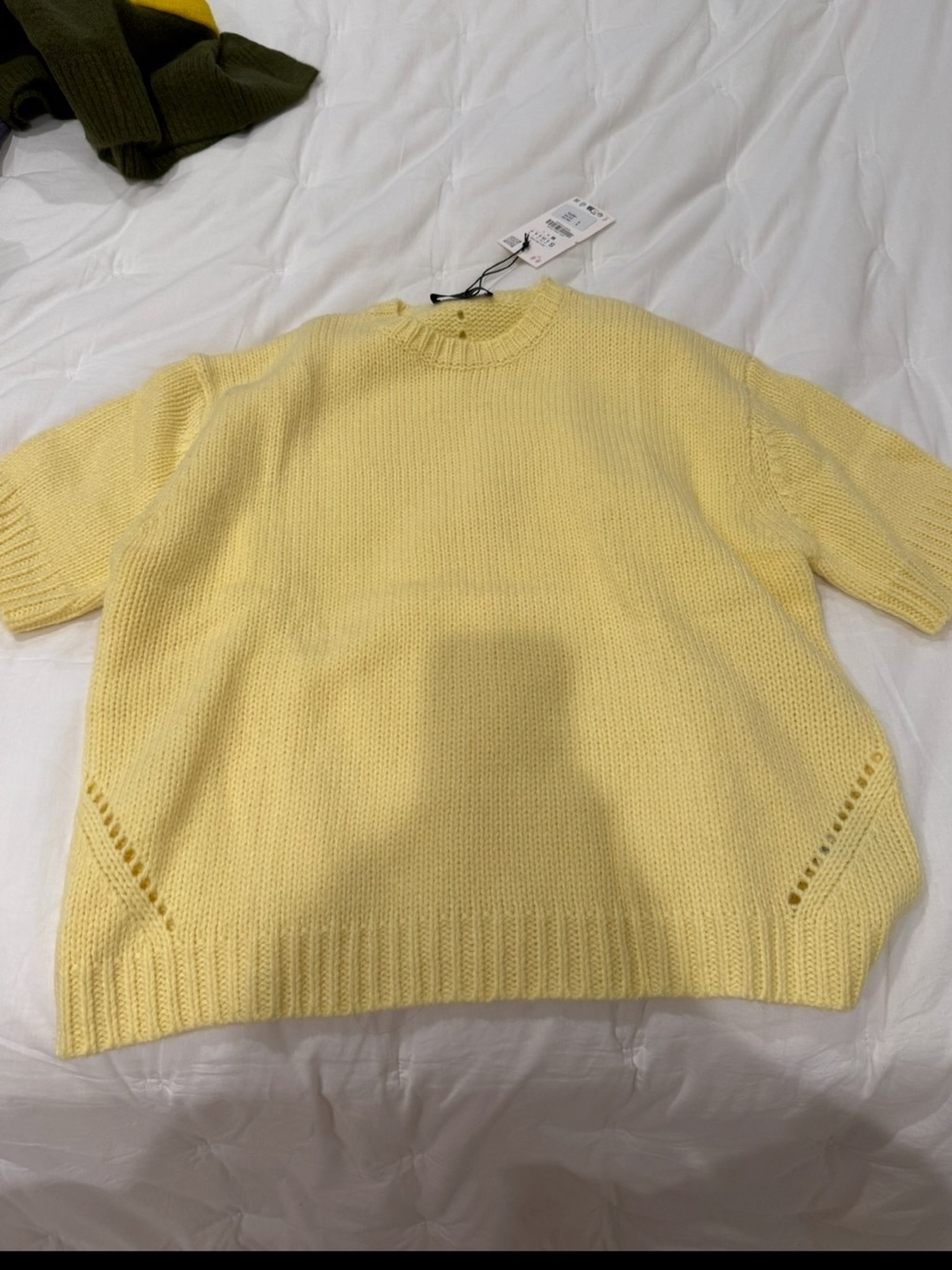 Zara Soft Knit Yellow Crewneck Short Sleeve Sweater